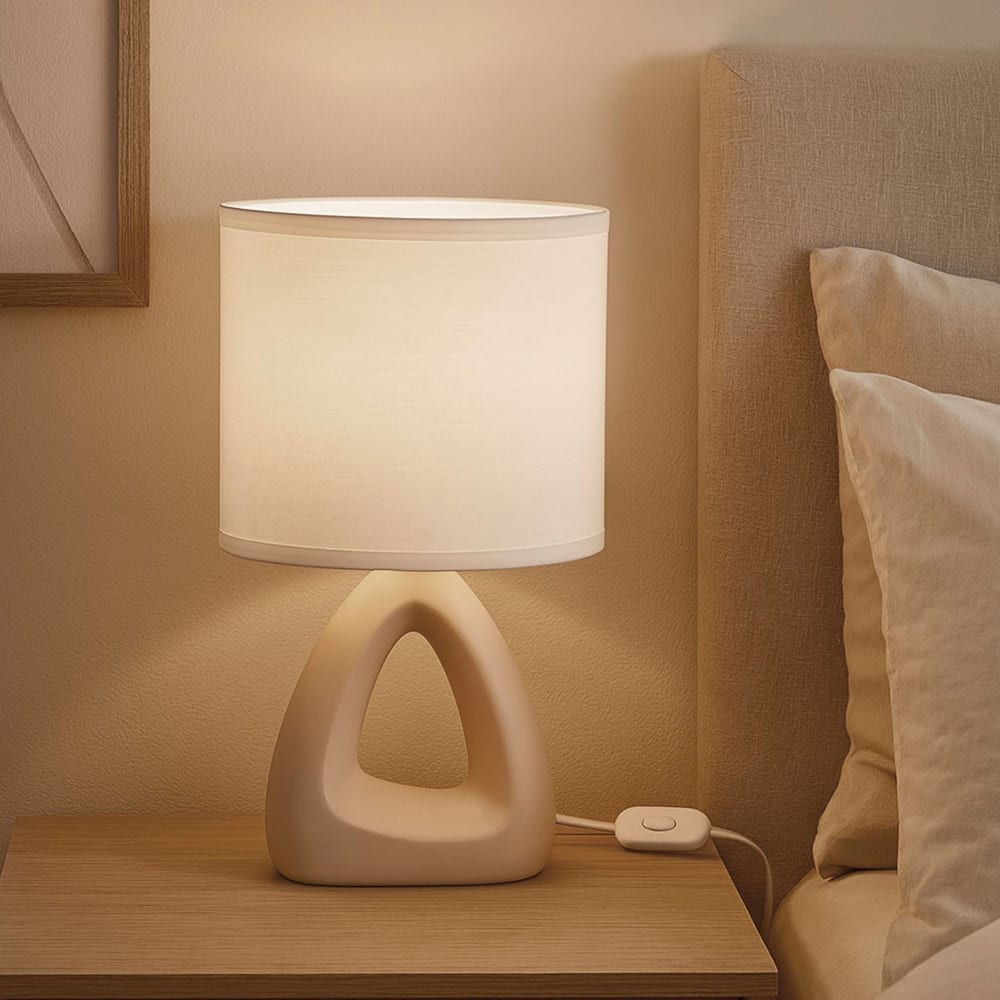 Lampe à poser en céramique beige 17x10x30cm — vue 3