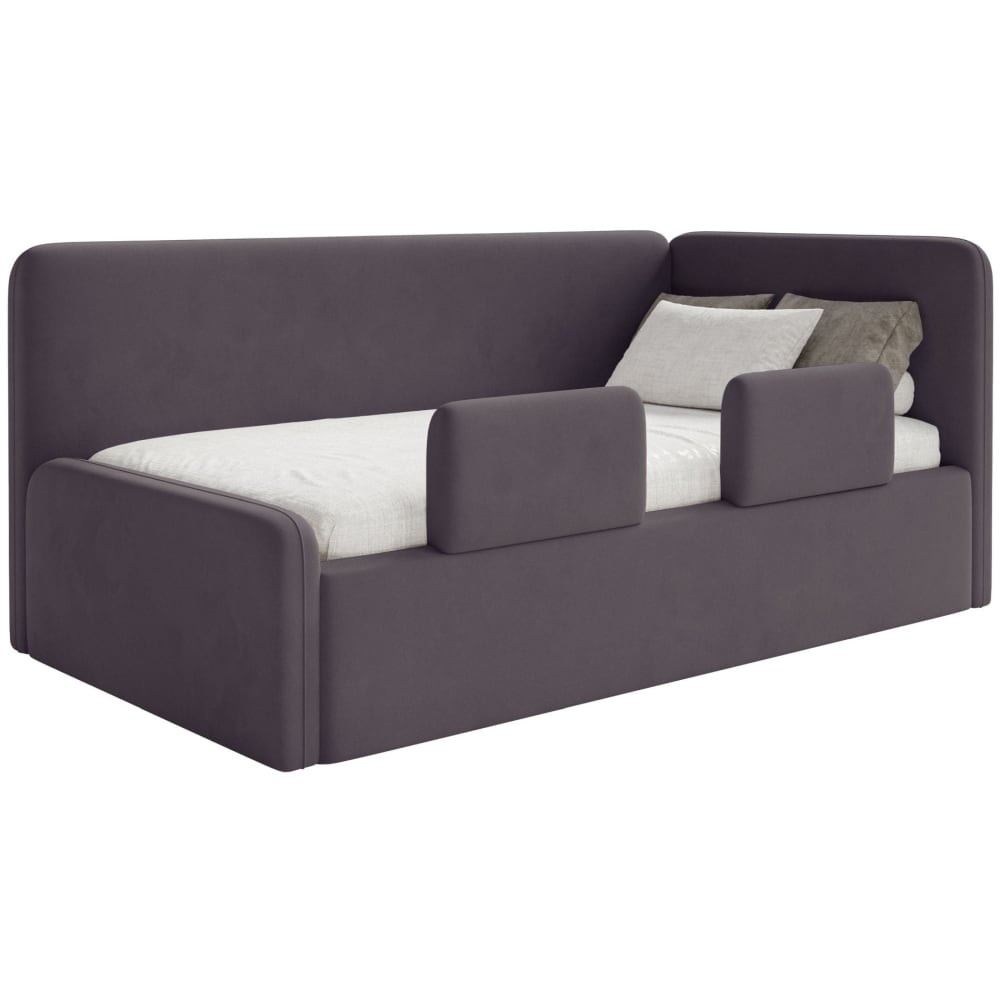Selsey Kinderbett mit Kopfteil rechts, Rausfallschutz, Samt, Violett style modern VIOLETT STOFF Baby