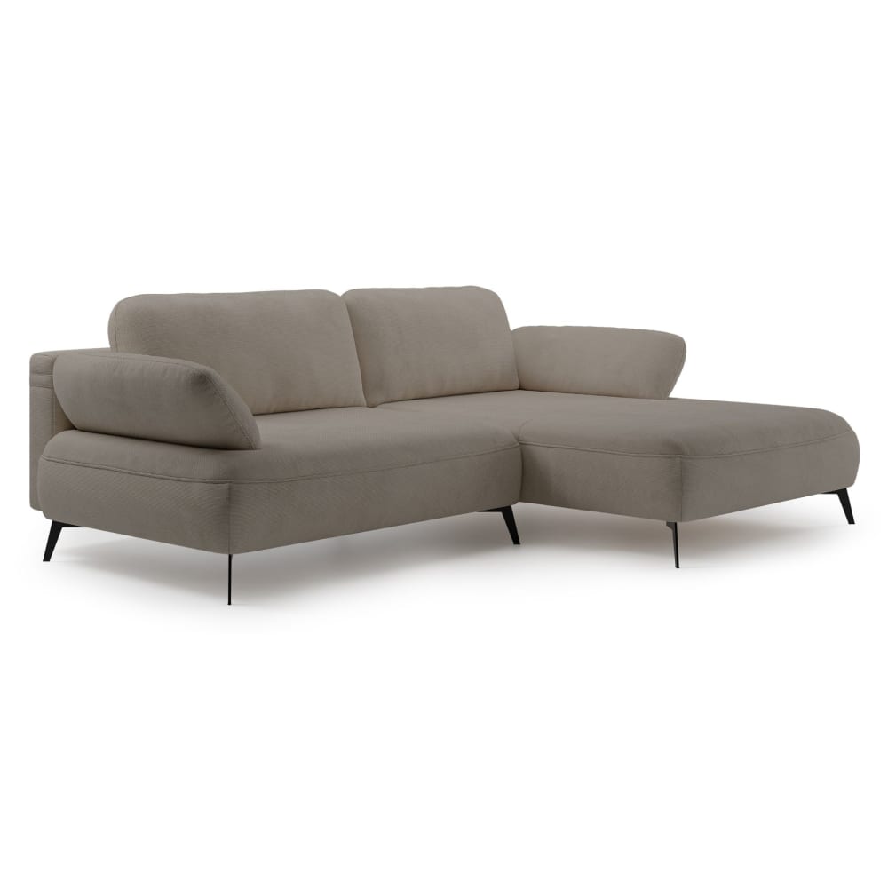 Canapé d’angle convertible en tissu chenille, côté droit, beige moka