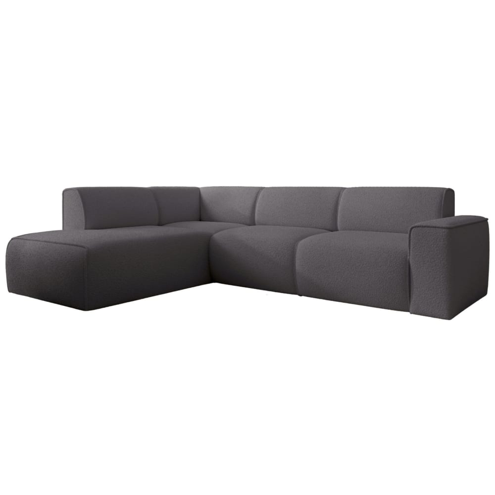 Canapé d’angle avec dossier sur la méridienne gauche, gris foncé
