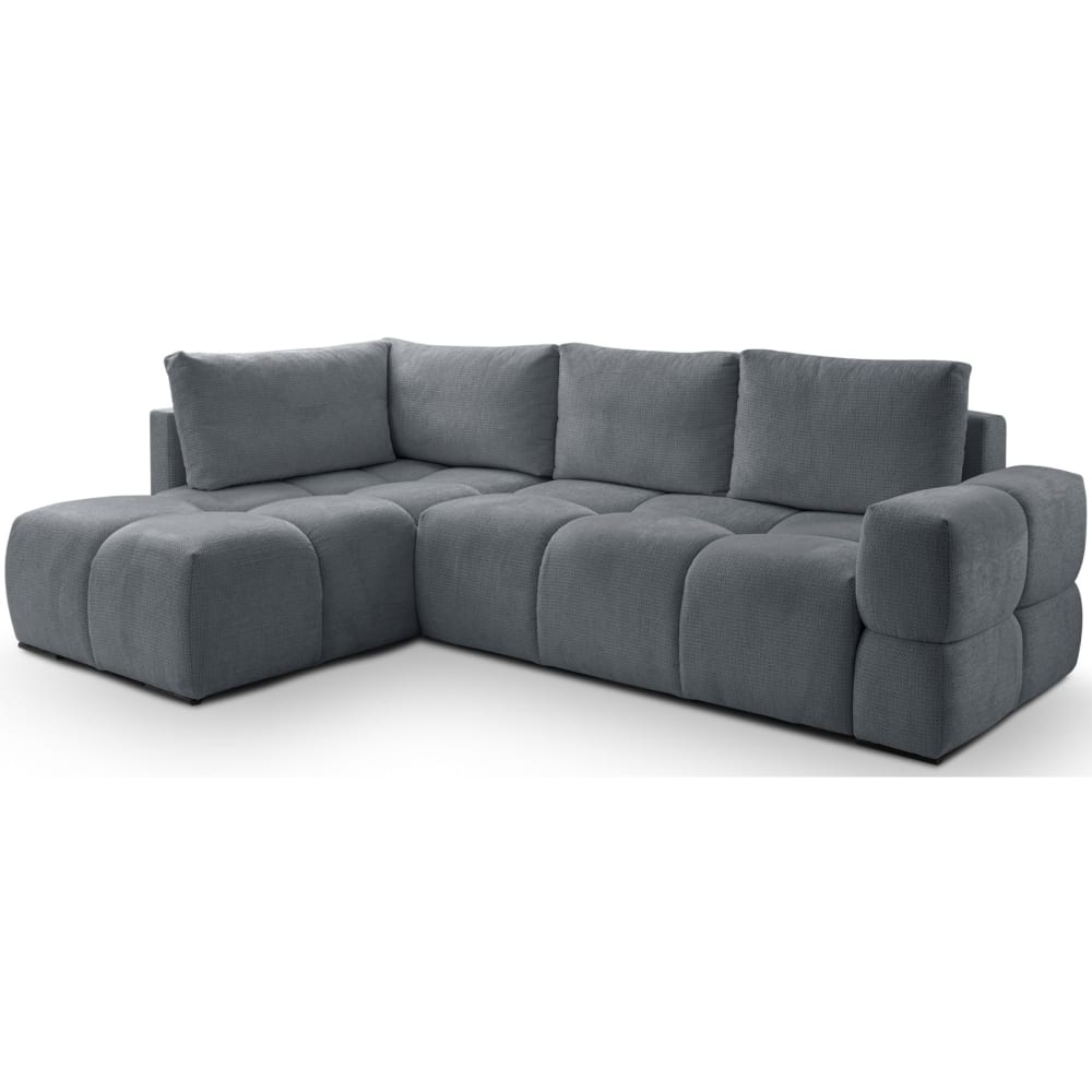 Canapé d’angle convertible chenille hydrofuge gris foncé, réversible