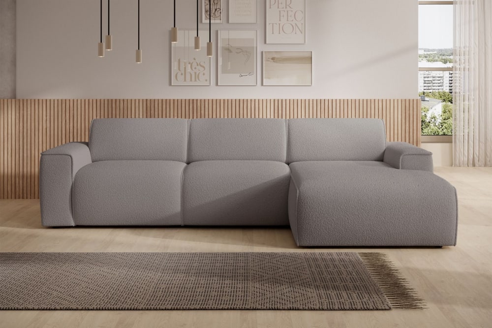 Ecksofa, Ottomane rechts, graubraun, Bouclé - Maisons Du Monde