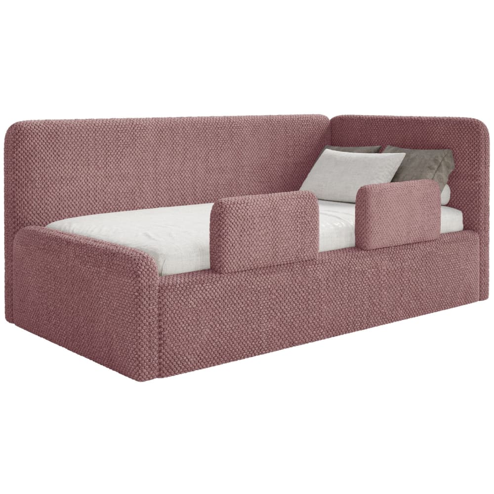 Selsey Jugendbett mit Kopfteil rechts, Bettkasten, Plüsch, Rosa style modern ROSA STOFF Baby