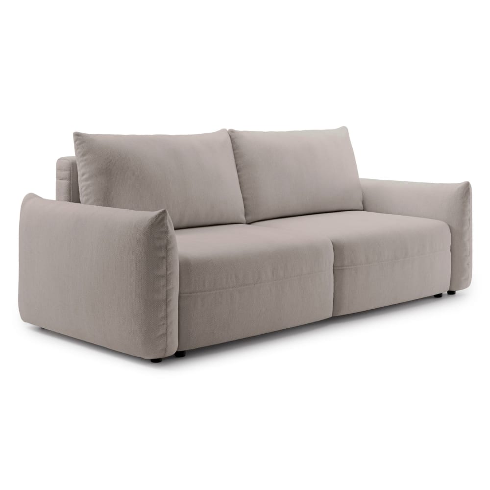 Canapé convertible 3 places en tissu chenille, beige clair