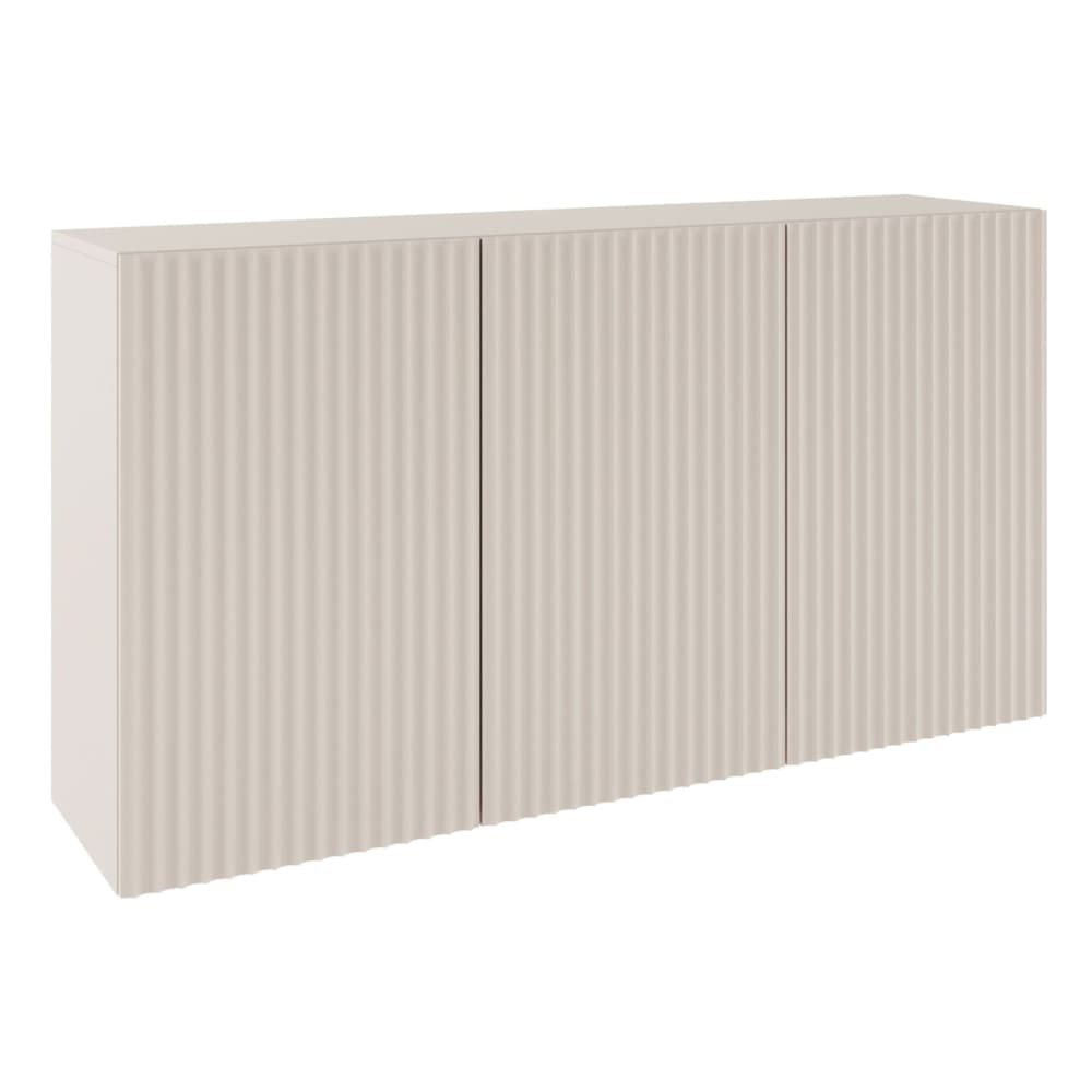 Buffet avec façades à lamelles 3 portes, beige cachemire, 150 cm