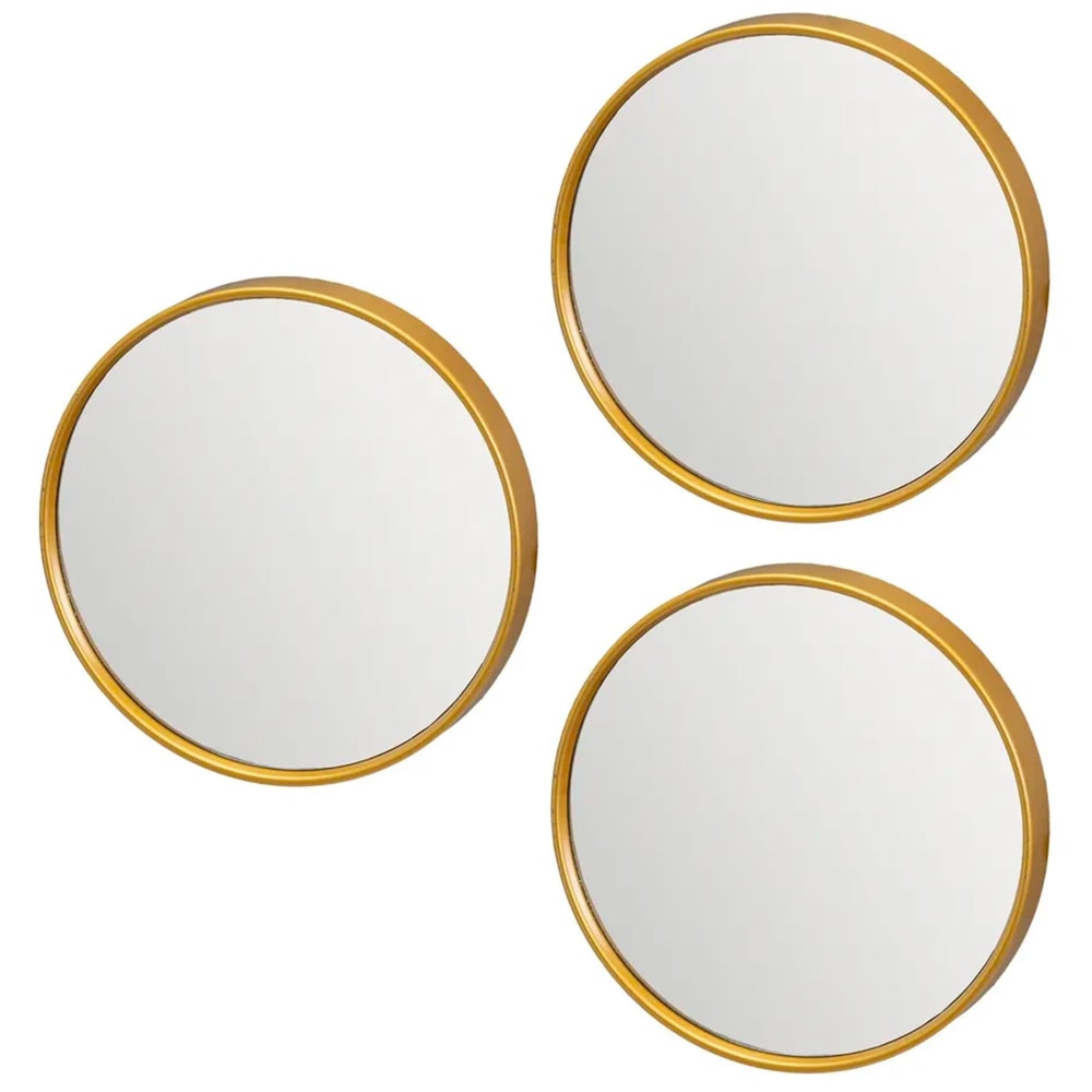 Set de 3 miroirs dorés ronds 21x21x2.5cm