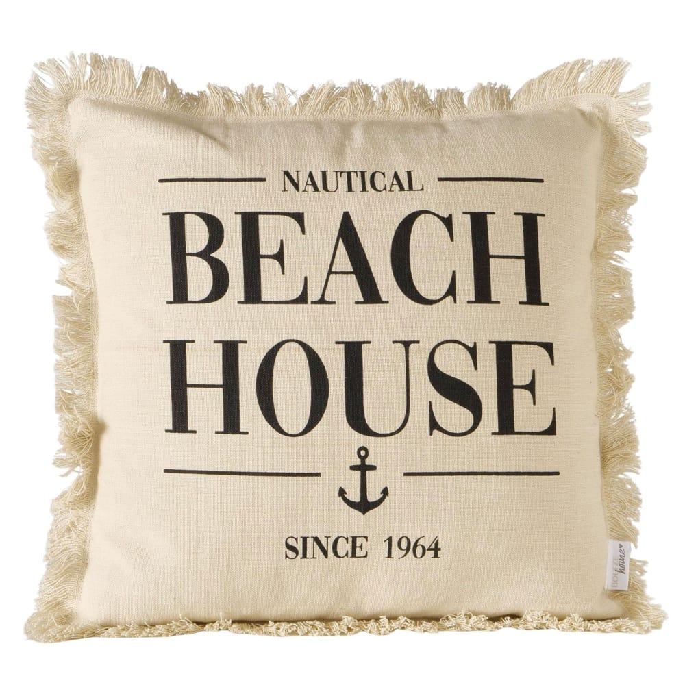 Coussin carré beige beach house 45x45cm