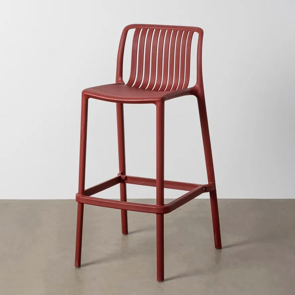 Tabouret de bar polypropylène rouge grenat 52x55x100cm