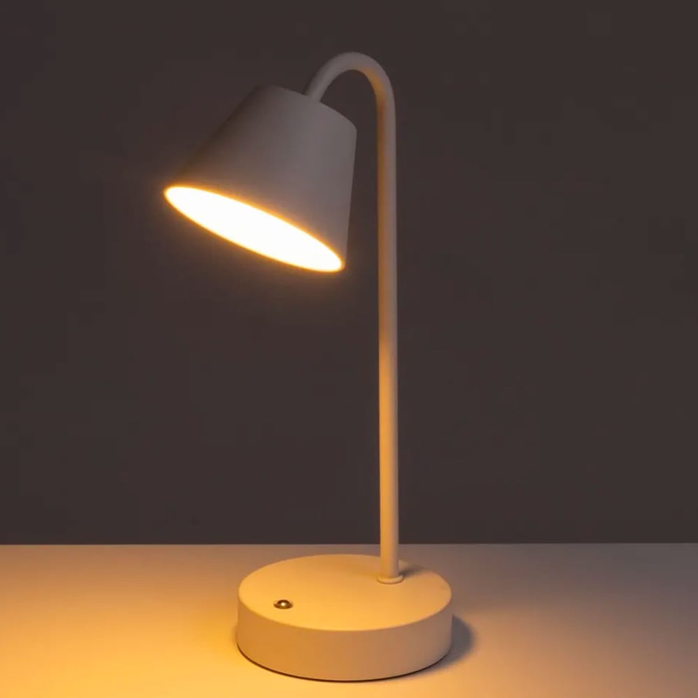 Lampe de bureau métal blanc led sans fil 11x16x32cm — vue 3