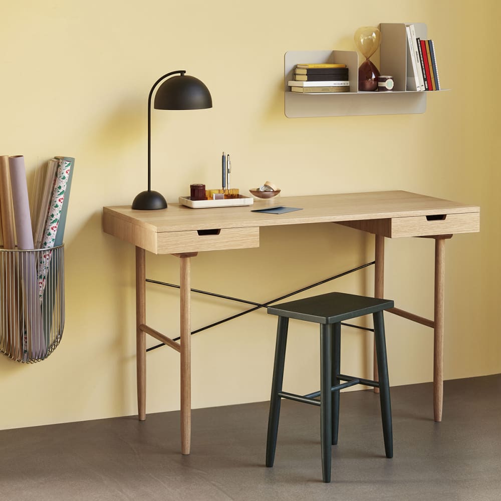 Bureau en mdf, placage de chêne et bois de chêne naturel