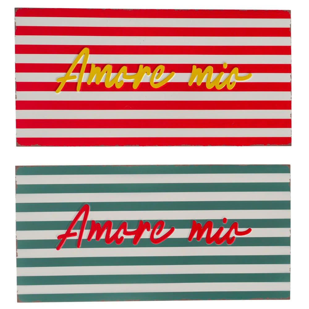 Set de 2 plaques métal amore mio 40x20x0.5cm — Beyit