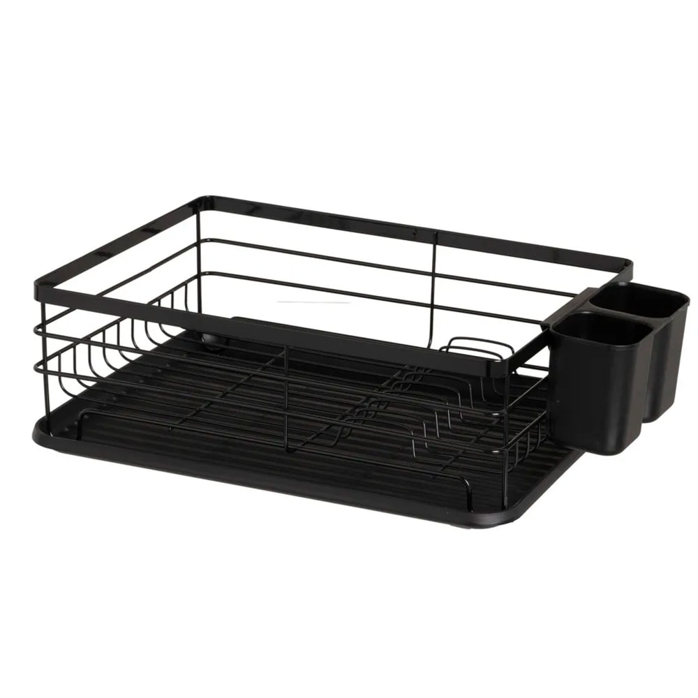 Égouttoir à vaisselle métal noir avec plateau plastique 42x31x14cm Égouttoir à vaisselle métal noir avec plateau plastique 42x31x14cm