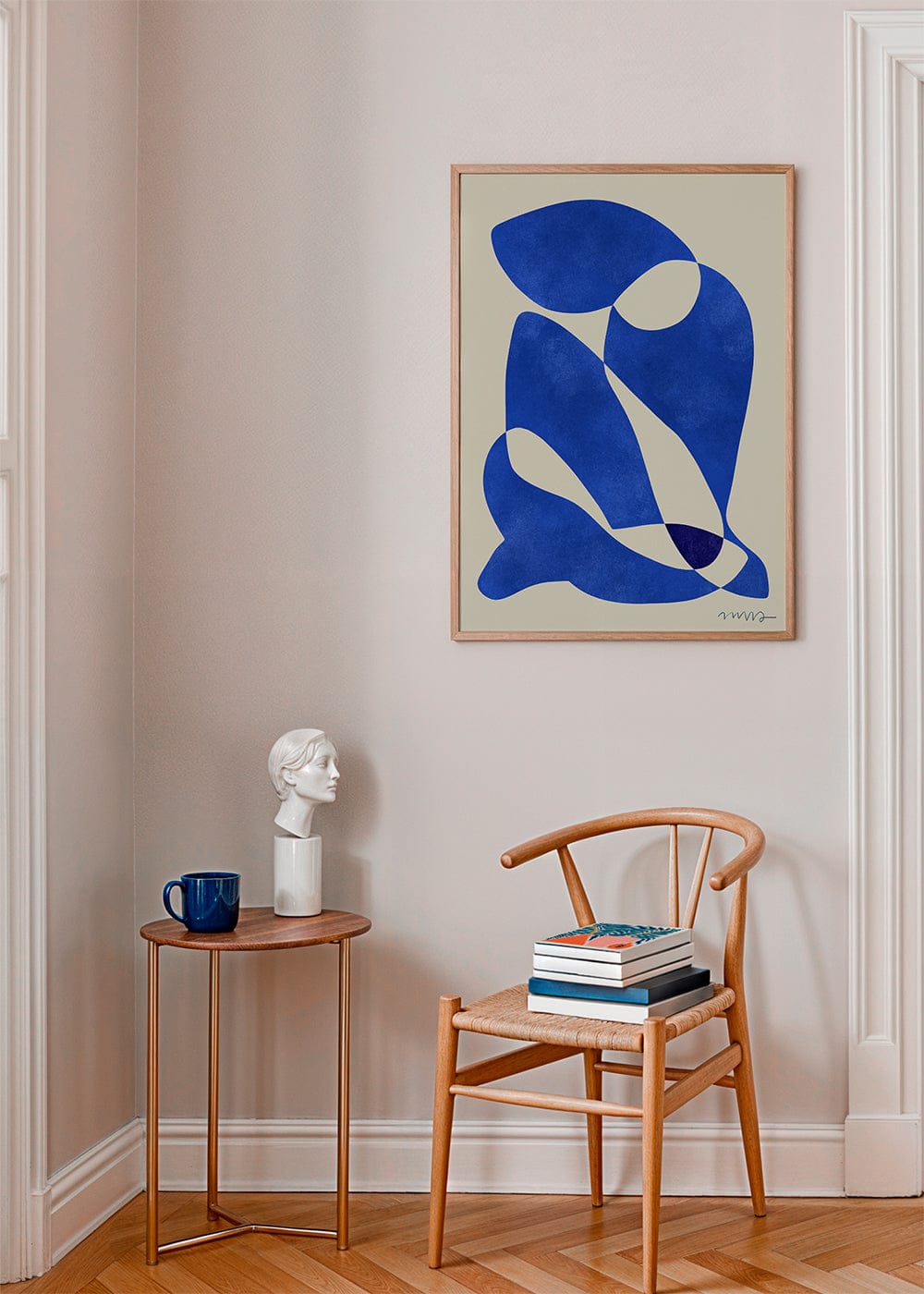 Affiche avec illustration décorative en papier bleu 50 × 70 cm