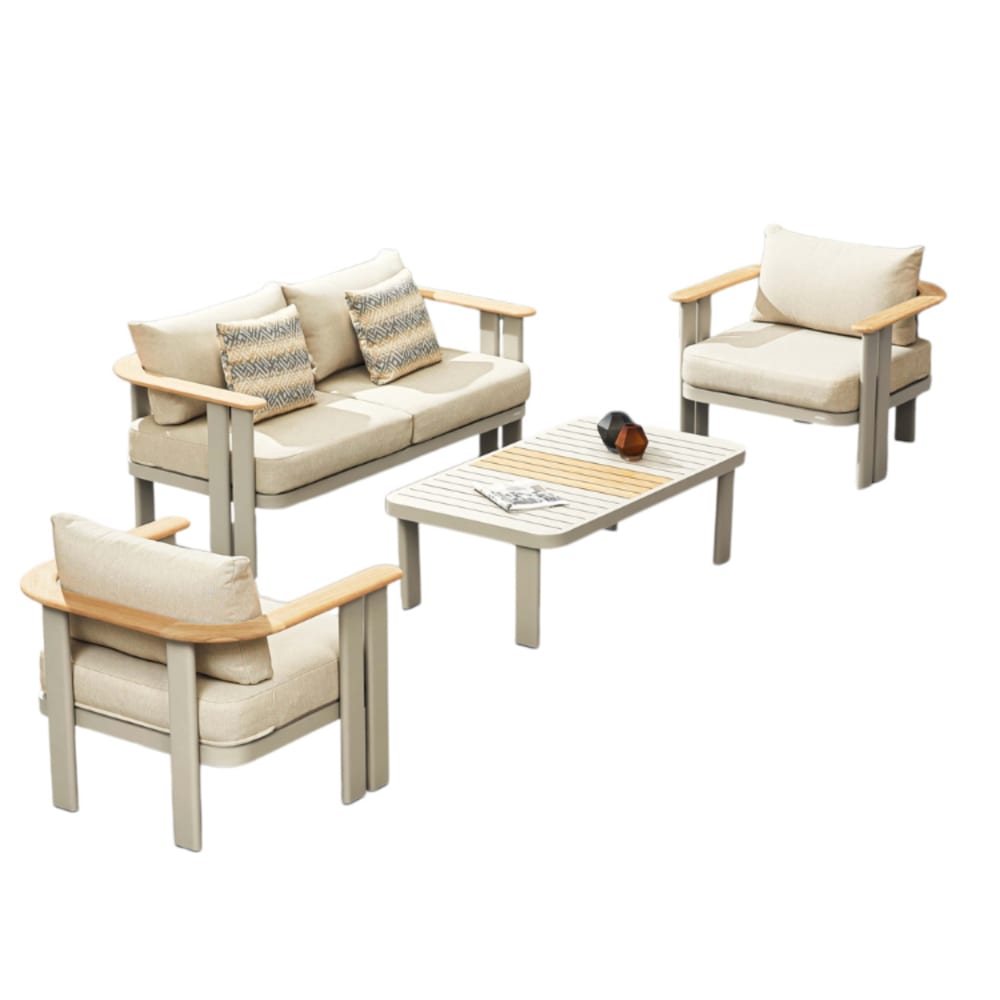 Salon de jardin en aluminium 4 places beige