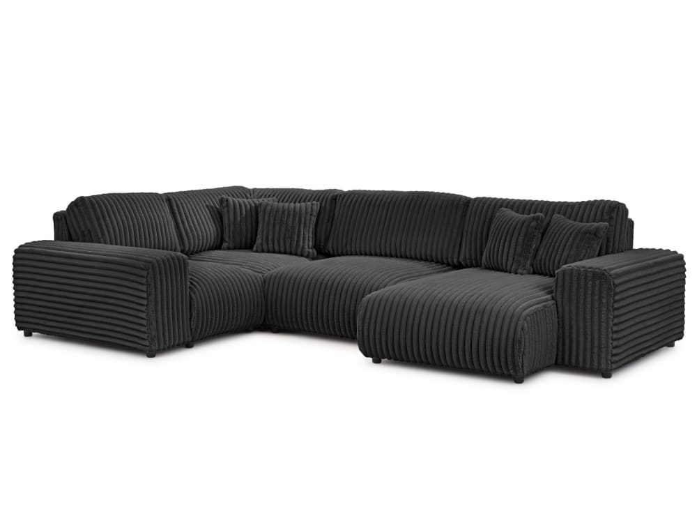 Canapé panoramique format XXL en velours côtelé gris foncé