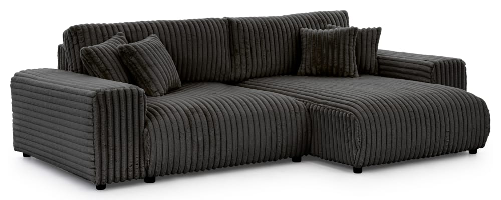 Canapé d’angle en velours côtelé gris foncé avec fonction lit