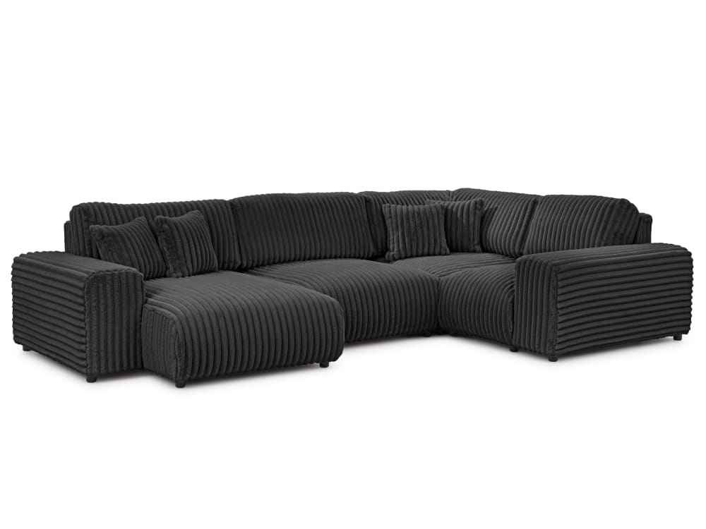 Canapé panoramique format XXL en velours côtelé gris foncé
