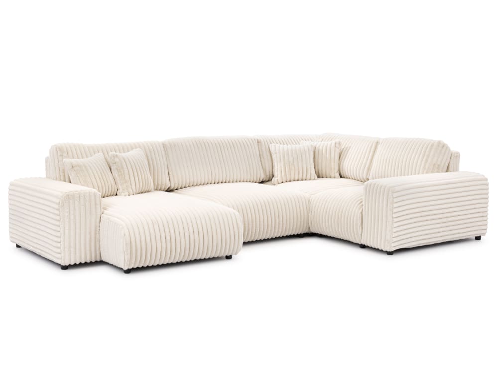 Canapé panoramique format XXL en velours côtelé beige clair