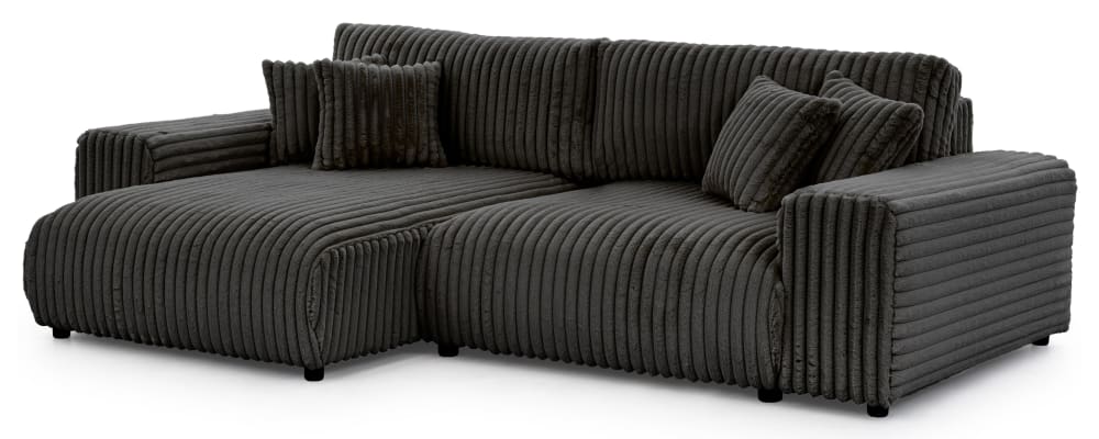 Canapé d’angle en velours côtelé gris foncé avec fonction lit