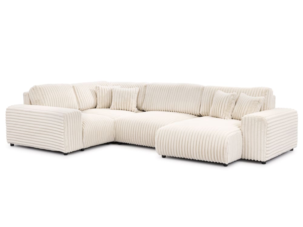 Canapé panoramique format XXL en velours côtelé beige clair
