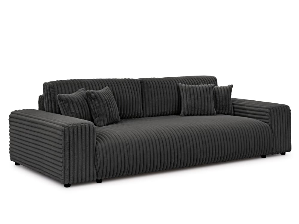 Canapé 4 places en velours côtelé gris foncé avec founction lit