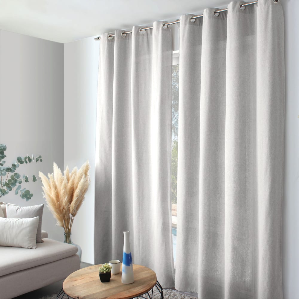 Rideau coton recyclé blanc gris 140x240cm