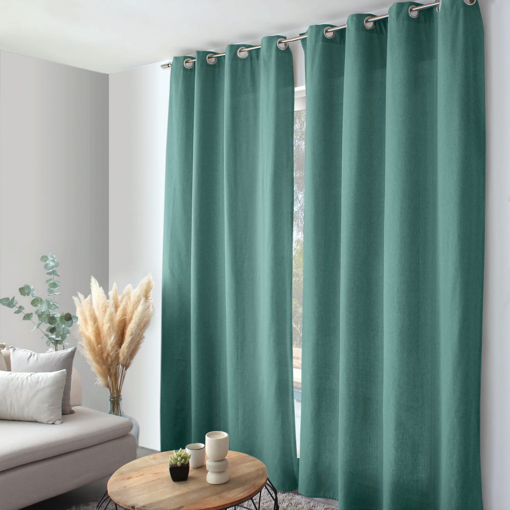 Rideau coton recyclé vert jade 140x240cm