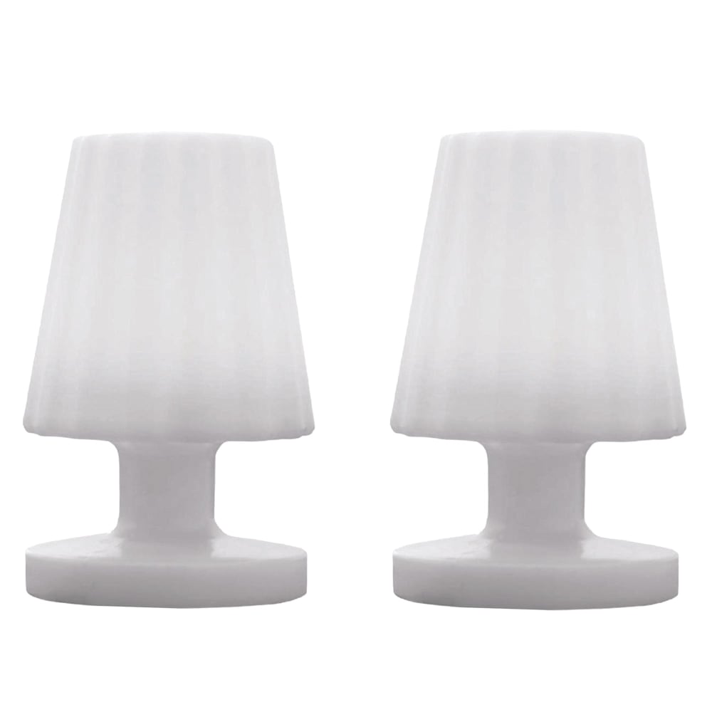 Lot de 2 lampes de table sans fil polyéthylène blanc h22cm