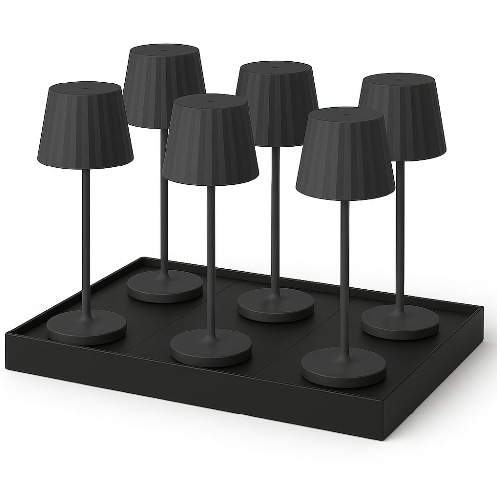 Lot de 6 lampes de table avec socle acier noir h30cm