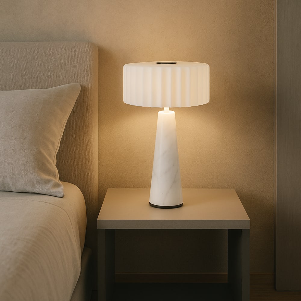 Lampe de table sans fil Marbre Blanc h30cm - Maisons du Monde