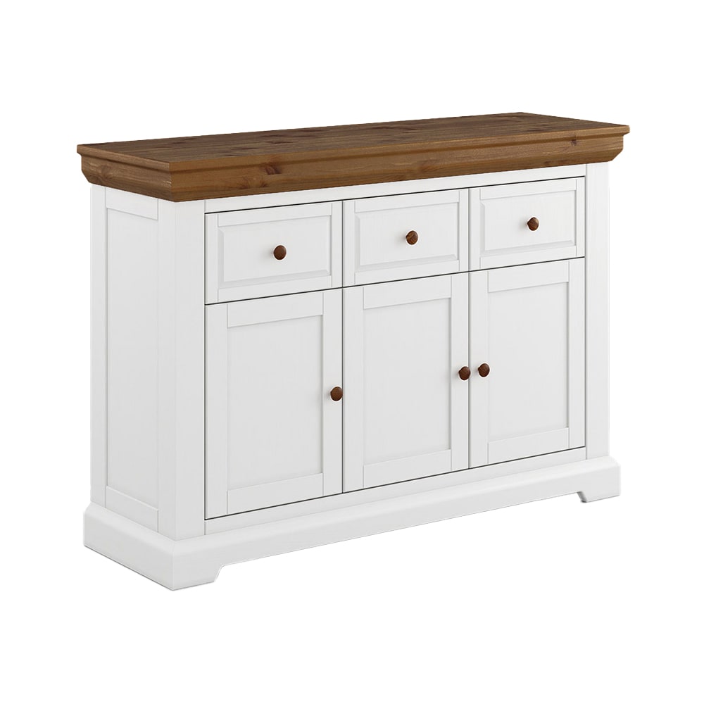 Feldmann-Wohnen Kommode modernes Design aus Massivholz 131,5x41x92cm, weiß / braun style modern - -