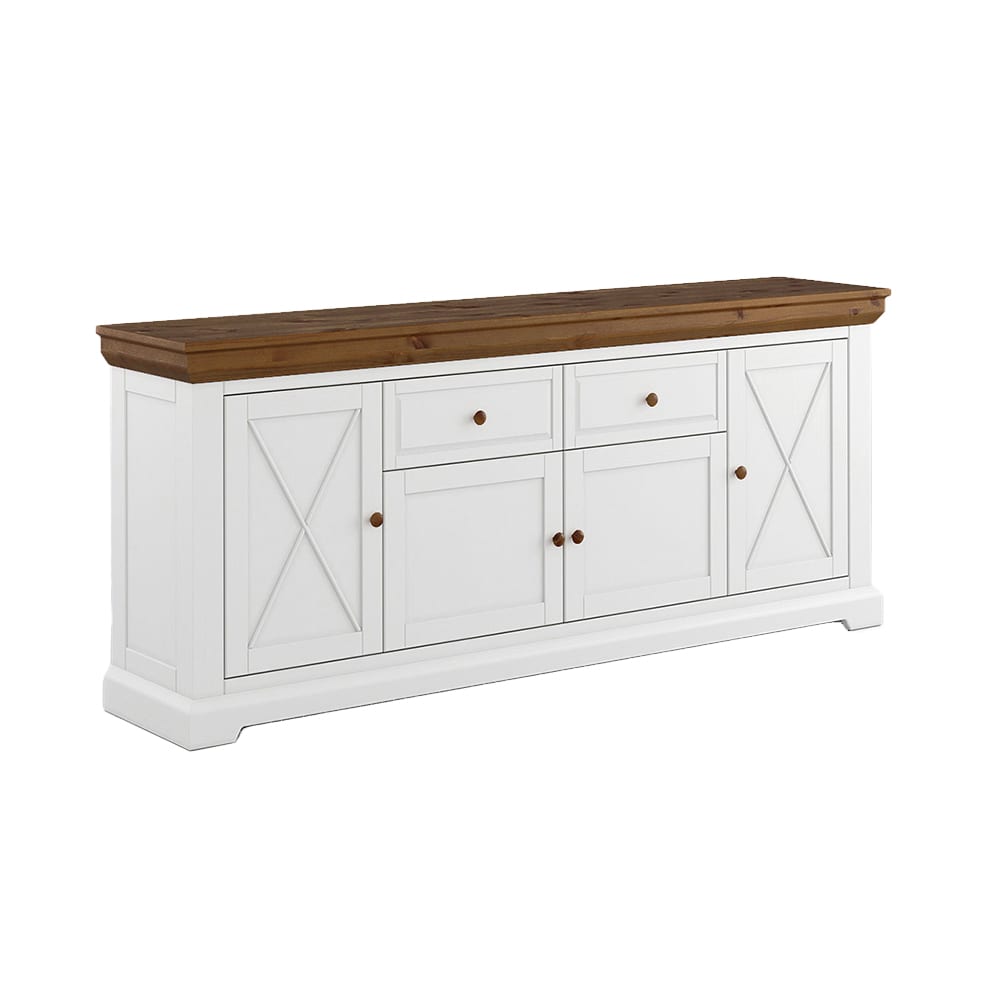 Feldmann-Wohnen Kommode modernes Design aus Massivholz 200x41x85cm, weiß / braun style modern - -