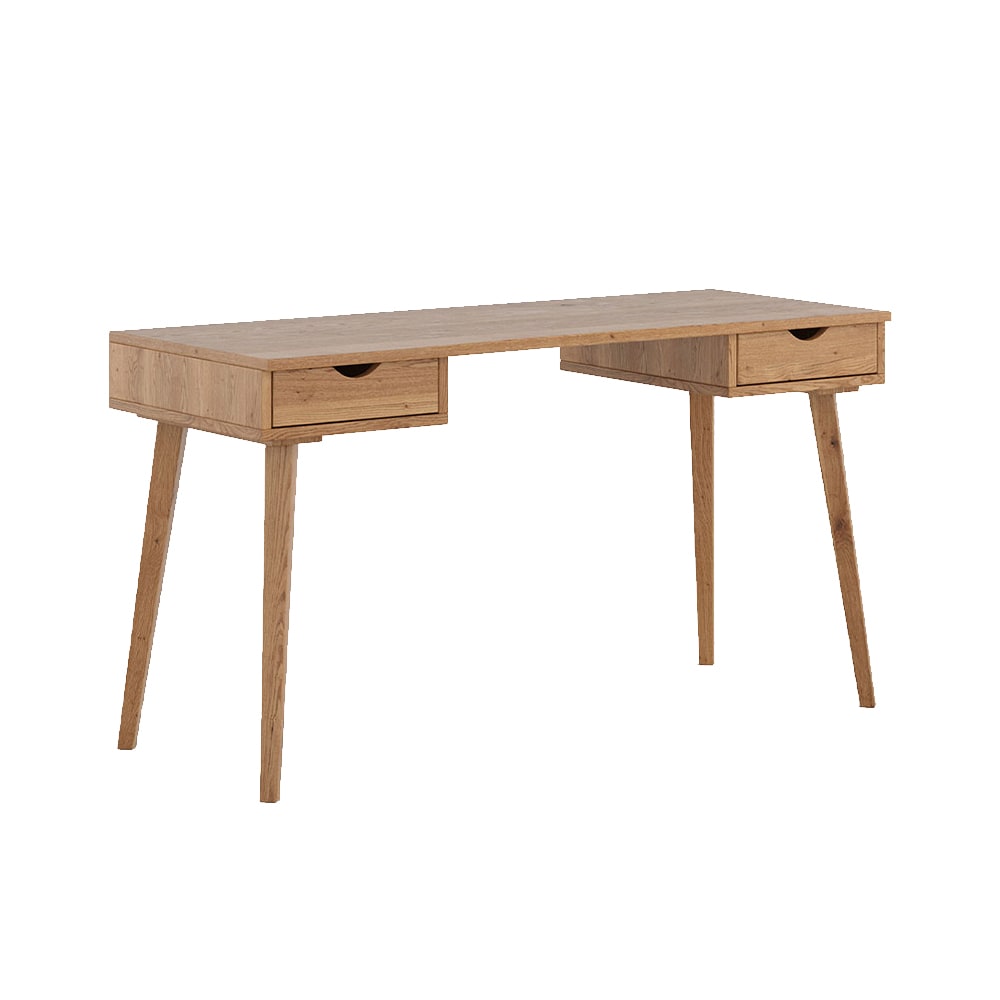 Feldmann-Wohnen Schreibtisch mit Schubladen aus Massivholz 138x55x75cm, eiche natur style modern Braun