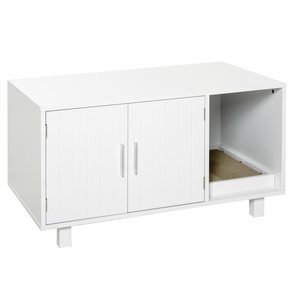 Bac à litière pour chat MDF Blanc