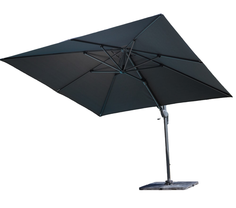 Parasol déporté 3x3m en aluminium anthracite  emeraude - ozalide