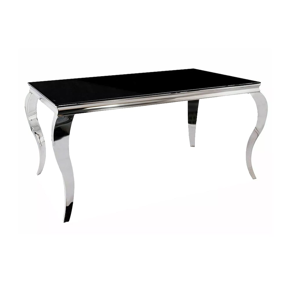 Feldmann-Wohnen Esstisch modernes Design aus Glas 180x90x75cm, schwarzglas style modern - Metall