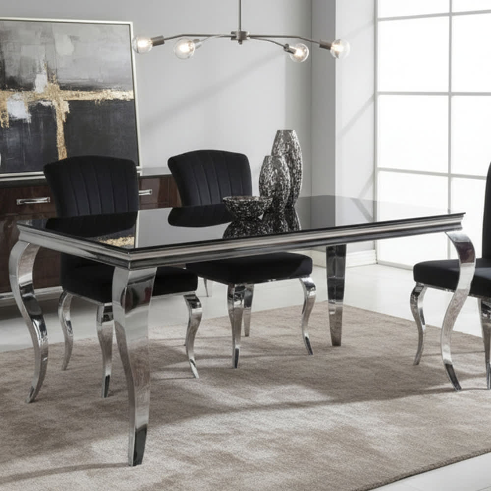 Esstisch modernes Design aus Glas 180x90x75cm, schwarzglas -