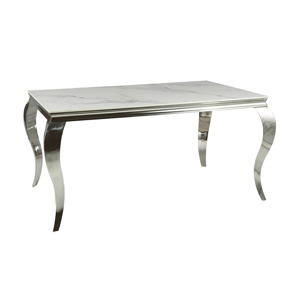 Feldmann-Wohnen Esstisch modernes Design aus Keramik 150x90x75cm, weiß marmor style modern - Keramik