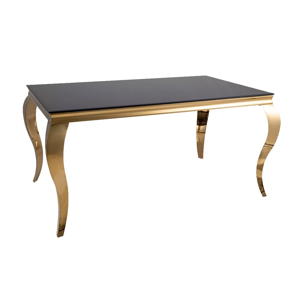 Feldmann-Wohnen Esstisch modernes Design aus Glas 150x90x75cm, schwarzglas style modern - Metall
