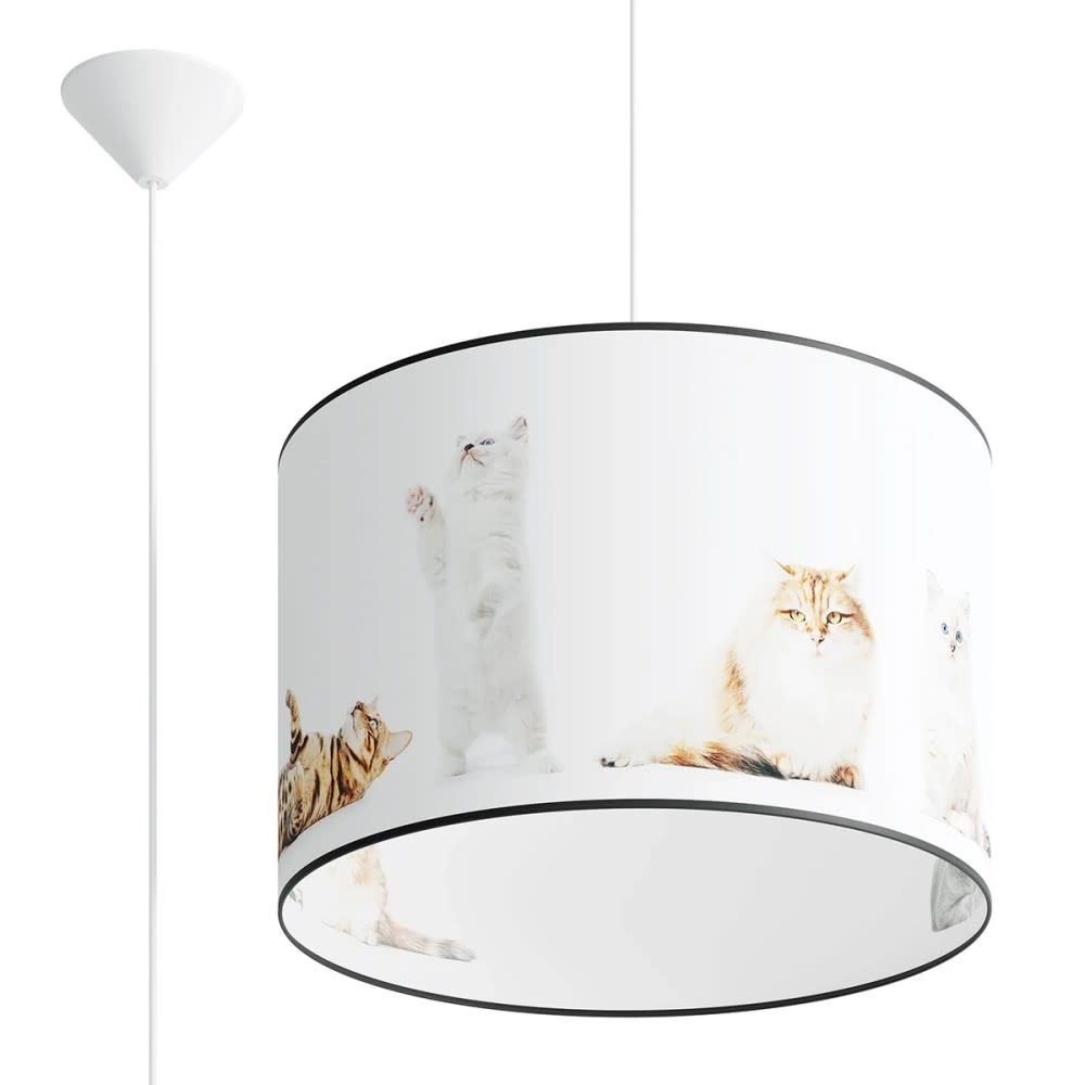 Wonderlamp Weiße Hängeleuchte für Kinder mit Kätzchenmotiven, 40 cm Durchmesser style modern WEISS PVC - POLYVINLYCHLORID Kinder