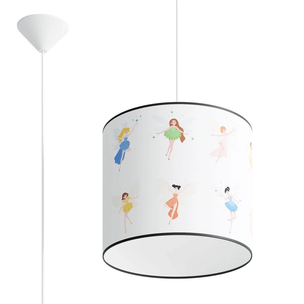 Wonderlamp Hängeleuchte für Kinder mit Feenmotiven, 40 cm Durchmesser style modern WEISS PVC - POLYVINLYCHLORID Kinder