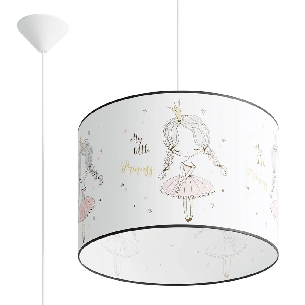 Suspension pour enfant avec motif princesse blanche, rose et jaune Ø40