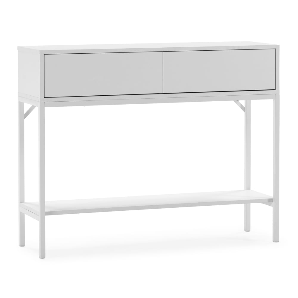 Table console 2 tiroirs couleur blanc