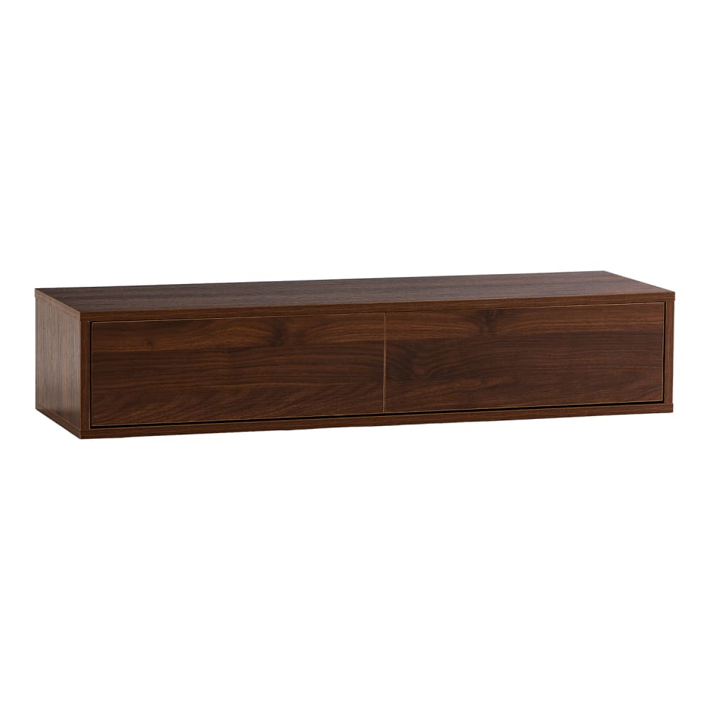 Table console flottante 2 tiroirs effet noyer