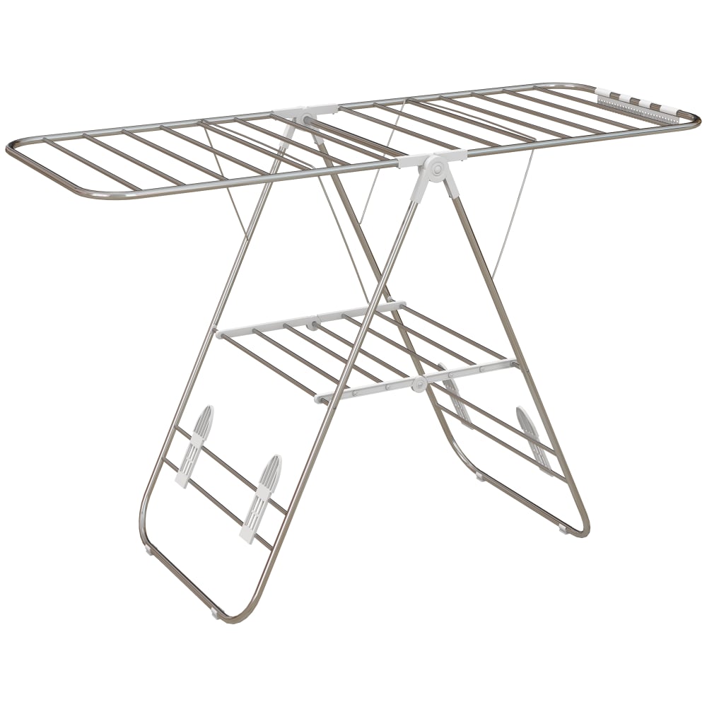 Séchoir à linge sur pieds pliable 2 niveaux ajustables acier argent — Beyit