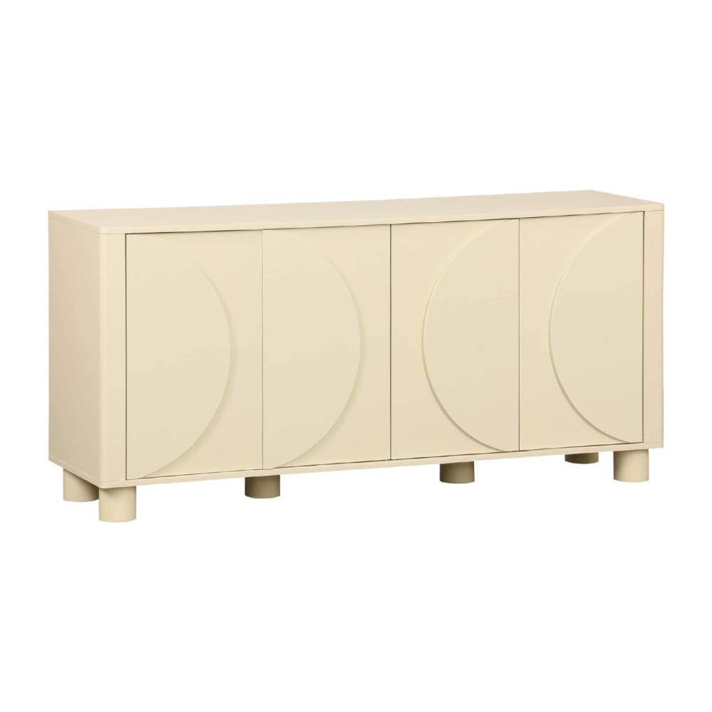 Buffet décor bois beige 4 portes 155cm