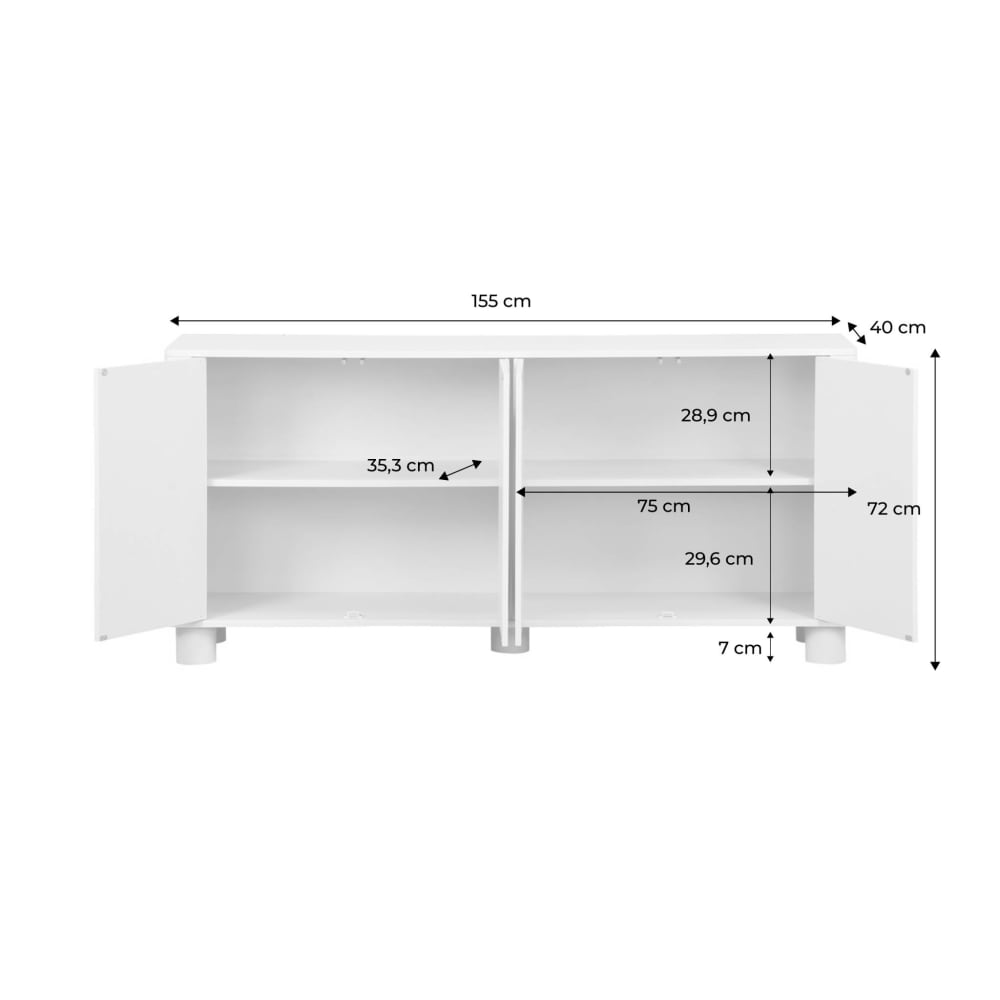 Buffet Holzdekor beige 4 Türen 155cm - Maisons Du Monde