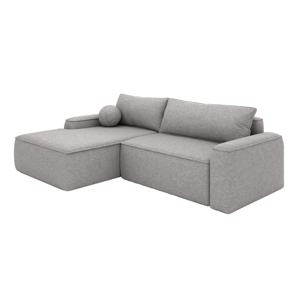 Canapé d'angle en tissu bouclé 2 places, Gris clair
