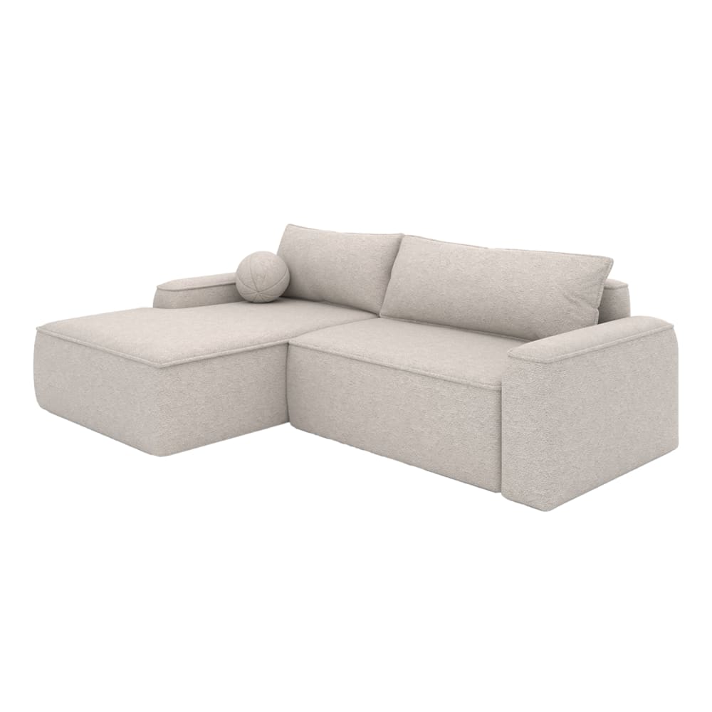 Canapé d'angle en tissu bouclé 2 places, Beige