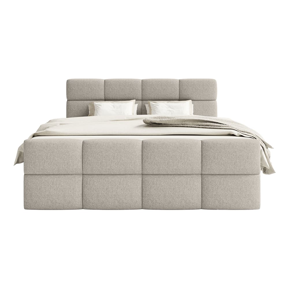 Lit boxspring en velours - gris bleu